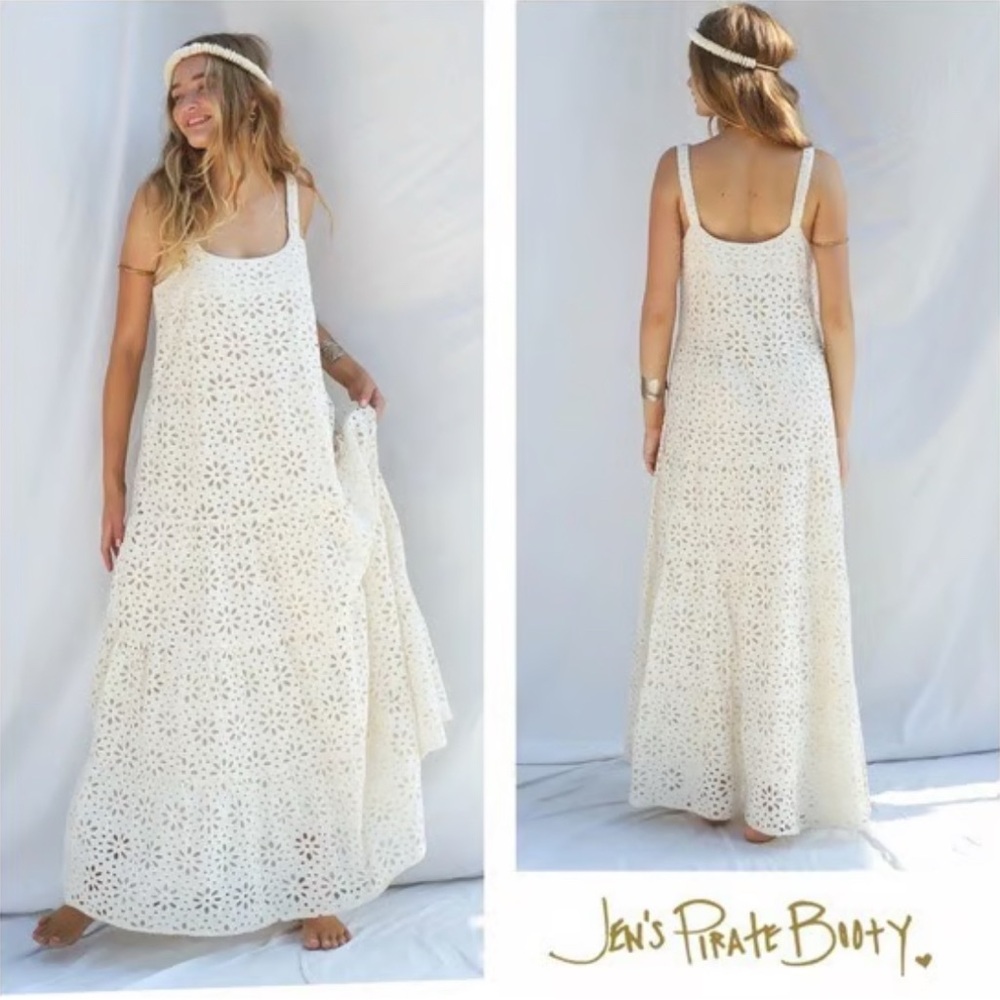 Jen's Pirate Booty Cream Tiered Sundress Maxi